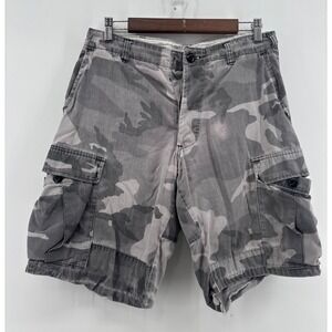Military Combat Cargo Work Shorts Mens Gray Camouflage Utility BDU Small USA